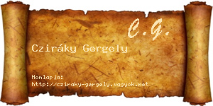 Cziráky Gergely névjegykártya